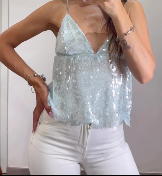 TOP "GLOWIE" - con paillettes scintillanti